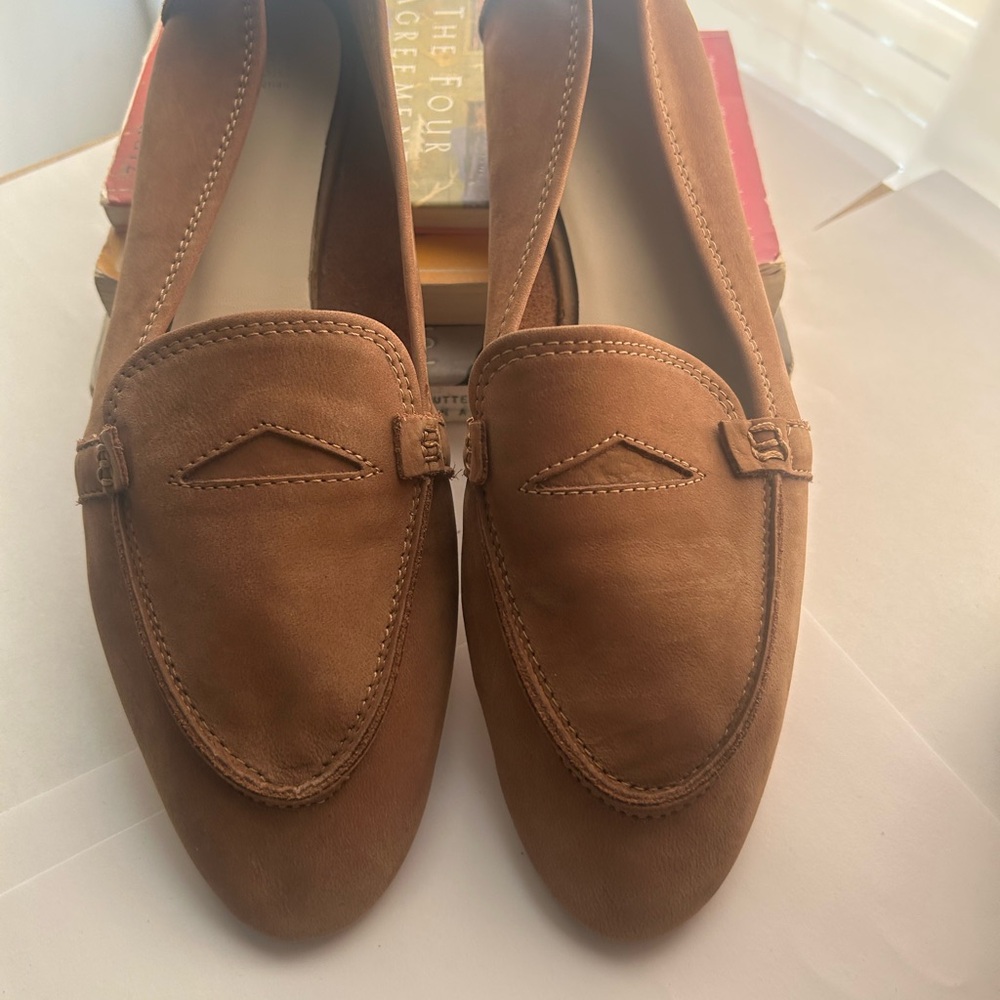 Zara Tan Suede Slip-On Loafers